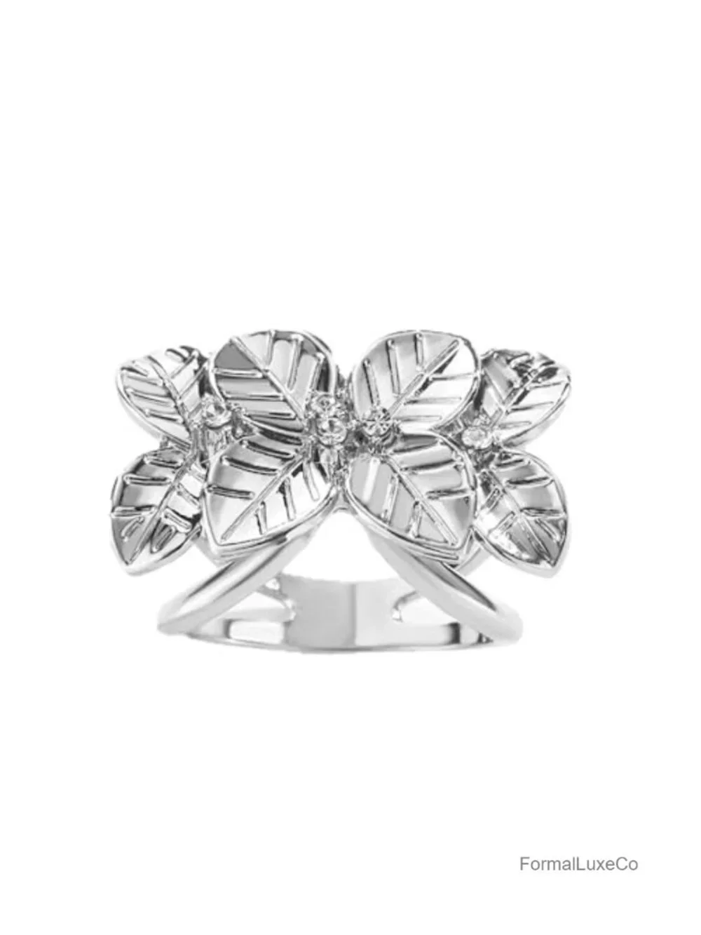 Leaf Crystal Brooch Scarf Ring Pin for Women Metal Alloy Elegant Shawl Wrap